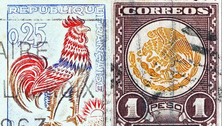 timbres postaux français et mexicain